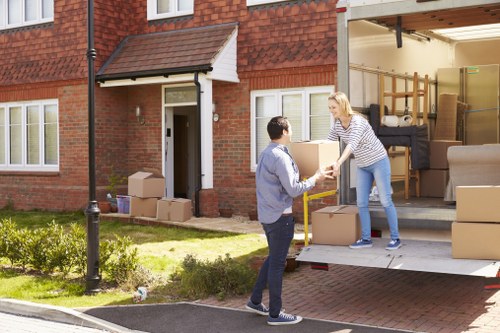Securely strapped items inside a moving van for safe transport
