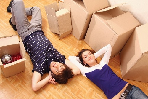 Business moving boxes and desks in a Brent office relocation